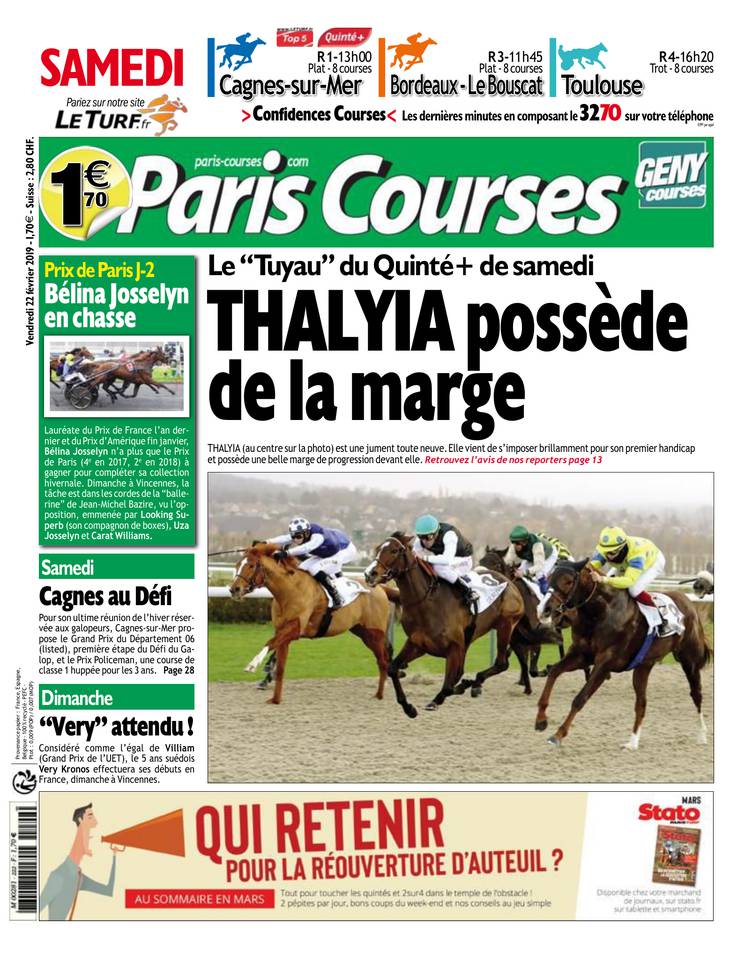 Paris Courses 22 février 2019 Abonnement Paris Courses Pas Cher avec le BOUQUET ePresse.fr