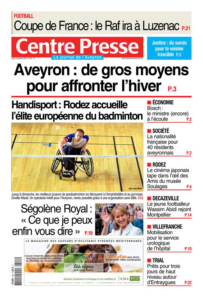 Centre Presse Aveyron 01 novembre 2018 Centre Presse Aveyron du 01 novembre 2018 à télécharger sur iPad