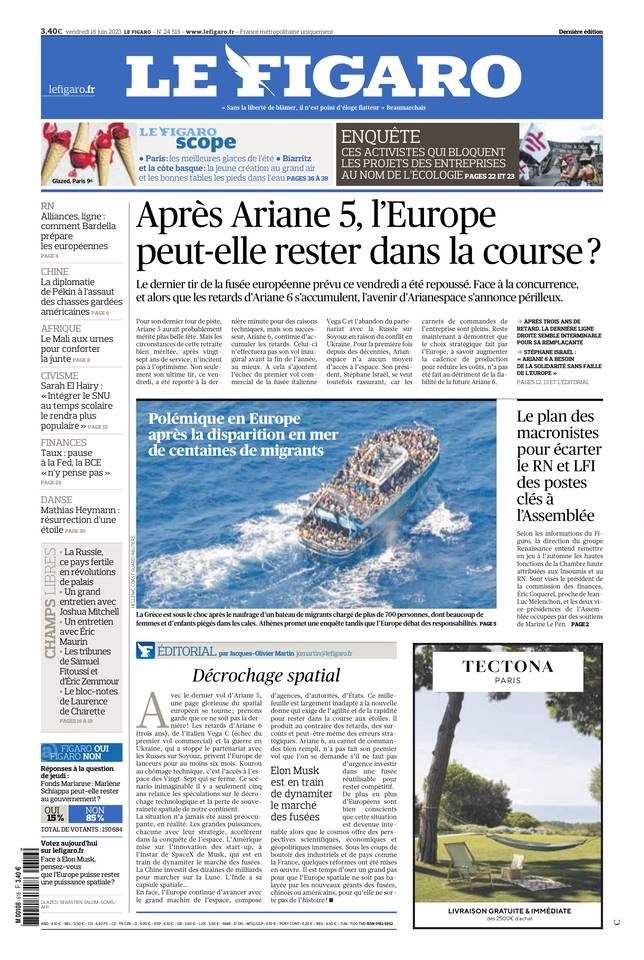Le Figaro Une du 16 juin 2023