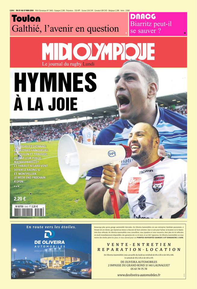 Midi Olympique Rouge 21 mai 2018 Midi Olympique Rouge du 21 mai 2018 à télécharger sur iPad