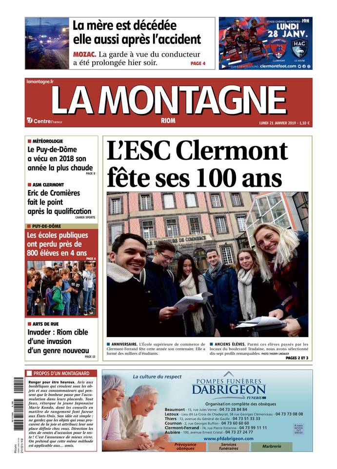 La Montagne 21 janvier 2019 Abonnement La Montagne Pas Cher avec le BOUQUET INFO ePresse.fr