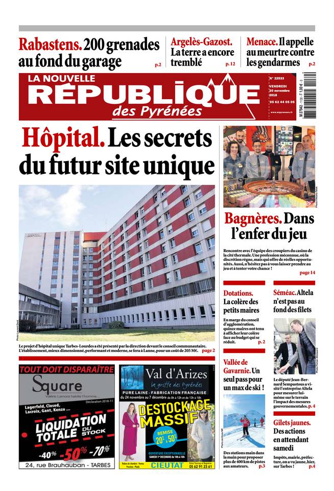 La Nouvelle République des Pyrénées 30 novembre 2018 La Nouvelle République des Pyrénées du 30 novembre 2018 à télécharger sur iPad