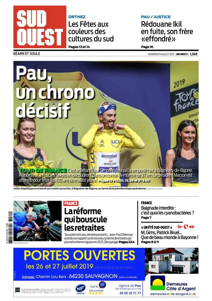 Sud Ouest 19 juillet 2019 Abonnement Sud Ouest Pas Cher avec BOUQUET INFO ePresse.fr