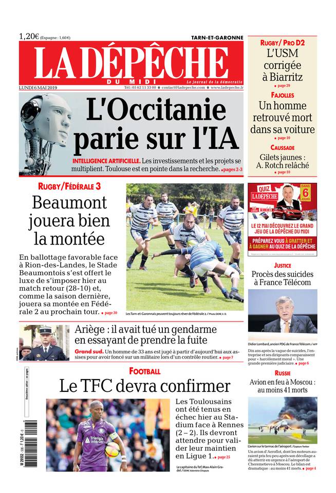 La Dépêche du Midi 06 mai 2019 La Dépêche du Midi du 06 mai 2019 à télécharger sur iPad