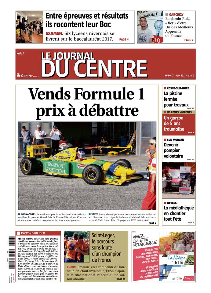 Le Journal du Centre 27 juin 2017 Abonnement Journal du Centre Pas Cher avec le BOUQUET ePresse.fr