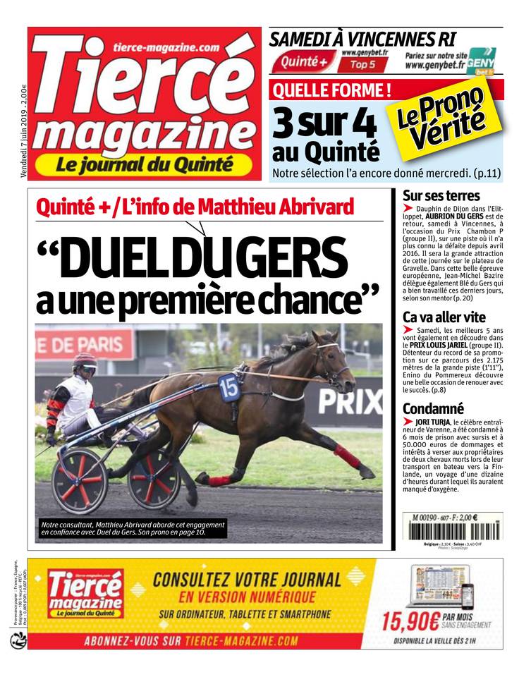 Tiercé Magazine 07 juin 2019 Tiercé Magazine du 07 juin 2019 à télécharger sur iPad