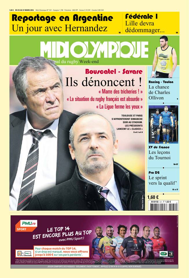 Midi Olympique Vert 25 mars 2016 Midi Olympique Vert du 25 mars 2016 à télécharger sur iPad