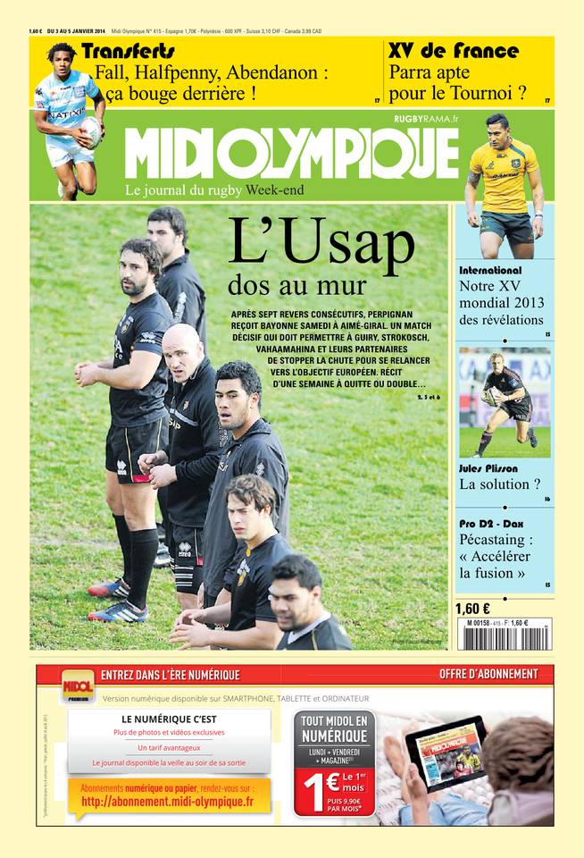 Midi Olympique Vert 03 janvier 2014 Midi Olympique Vert du 03 janvier 2014 à télécharger sur iPad