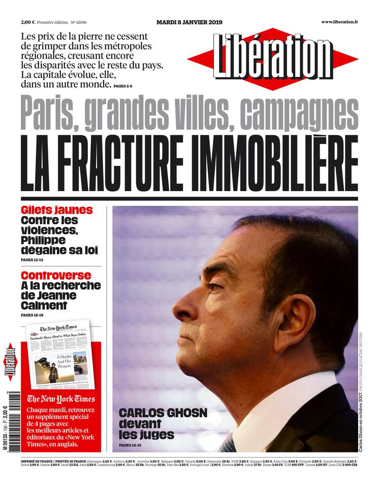 Libération 08 janvier 2019 Libération du 08 janvier 2019 à télécharger sur iPad
