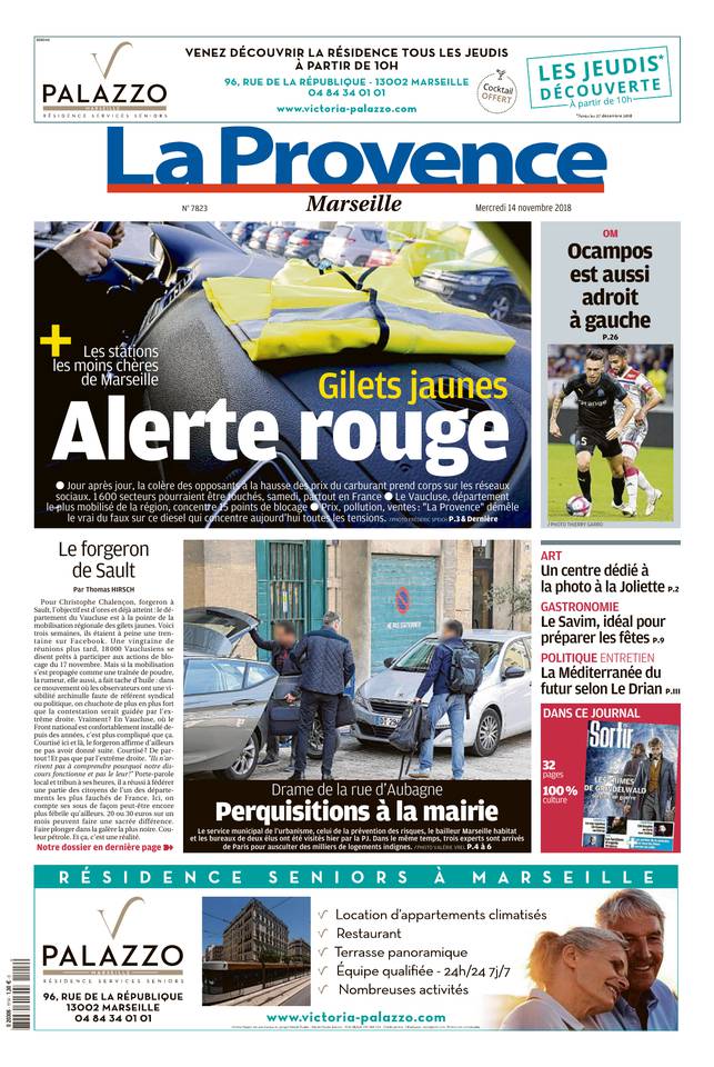 La Provence 14 novembre 2018 La Provence - La Provence édition Marseille du 14 novembre 2018