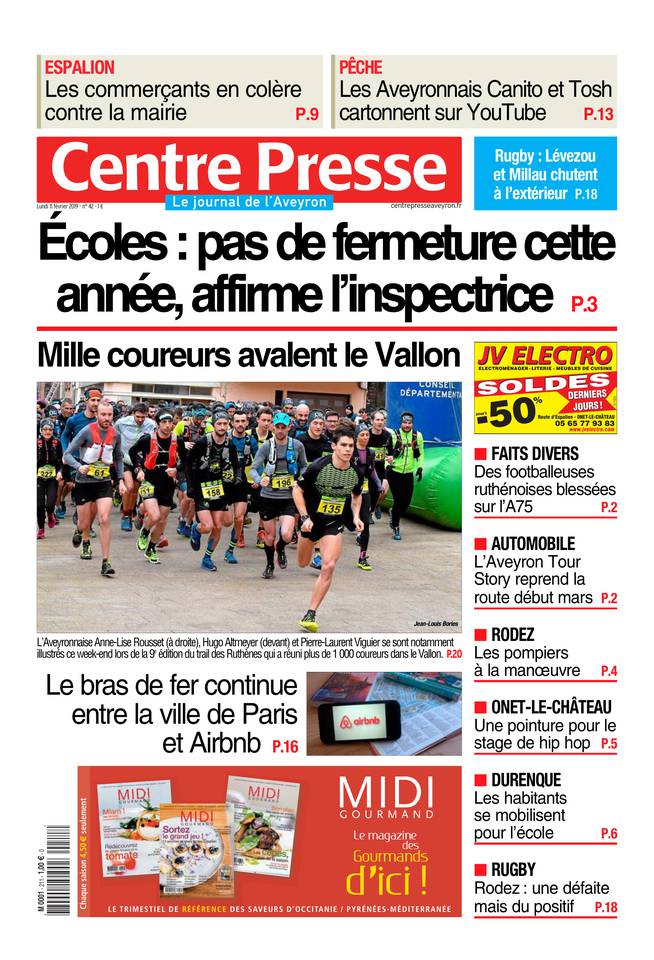 Centre Presse Aveyron 11 février 2019 Centre Presse Aveyron du 11 février 2019 à télécharger sur iPad