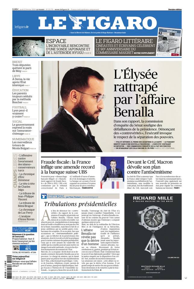 Le Figaro 21 février 2019 Le Figaro du 21 février 2019 à télécharger sur iPad