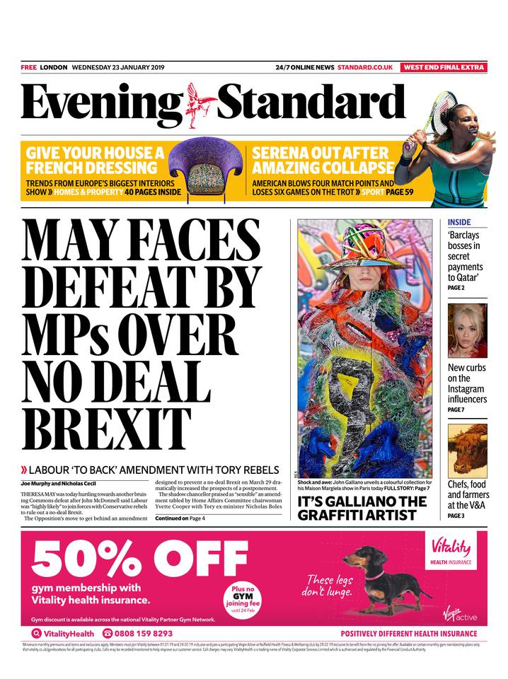 Evening Standard 23 janvier 2019 Abonnement London Evening Standard Pas Cher avec le BOUQUET ePresse.fr
