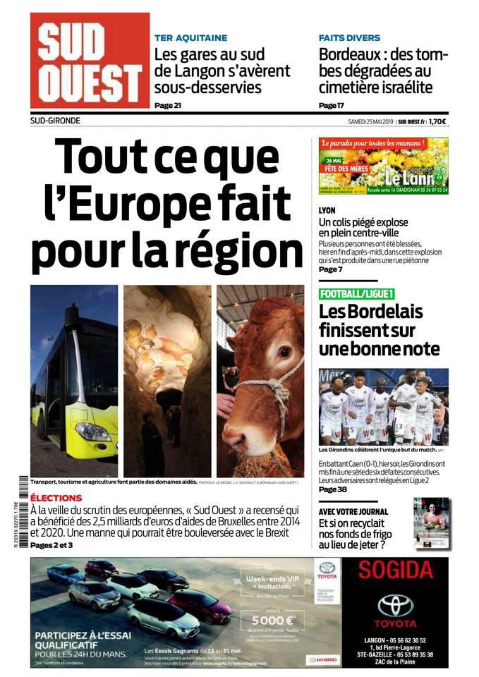 Sud Ouest 25 mai 2019 Abonnement Sud Ouest Pas Cher avec BOUQUET INFO ePresse.fr