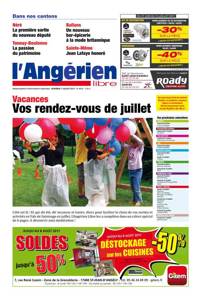L'Angérien Libre 07 juillet 2017 L'Angérien Libre N°4610 du 07 juillet 2017 à télécharger sur iPad