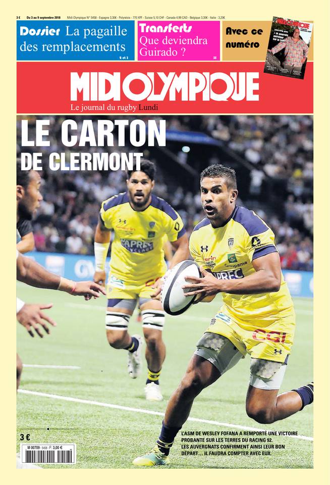 Midi Olympique Rouge 03 septembre 2018 Midi Olympique Rouge N°5458 du 03 septembre 2018 à télécharger sur iPad