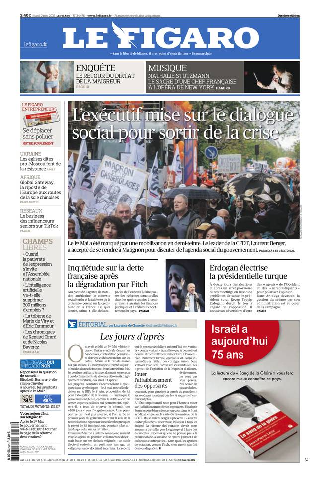 Le Figaro Une du 2 mai 2023