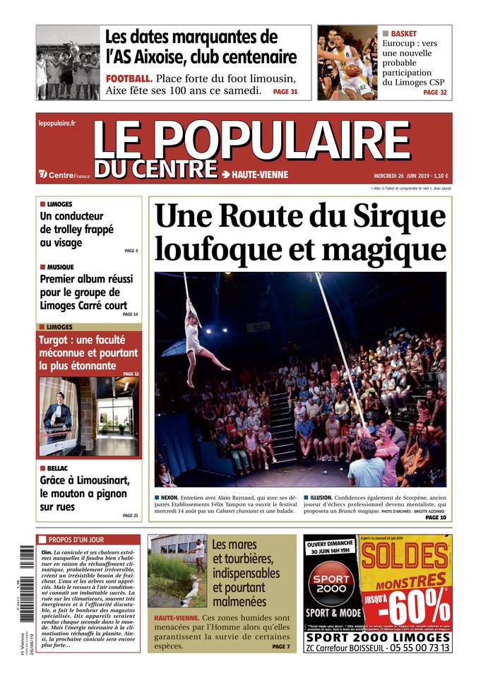 Le Populaire du Centre 26 juin 2019 Abonnement Populaire du Centre Pas Cher avec le BOUQUET ePresse.fr
