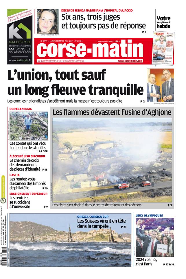 Corse Matin île 14 septembre 2017 Corse Matin île du 14 septembre 2017 à télécharger sur iPad