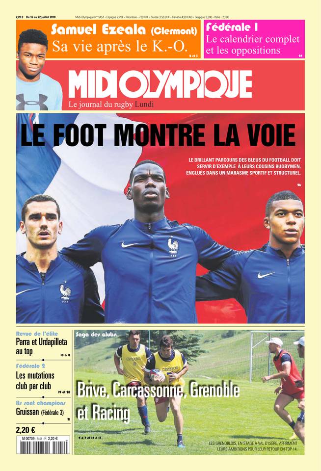 Midi Olympique Rouge 16 juillet 2018 Midi Olympique Rouge N°5451 du 16 juillet 2018 à télécharger sur iPad