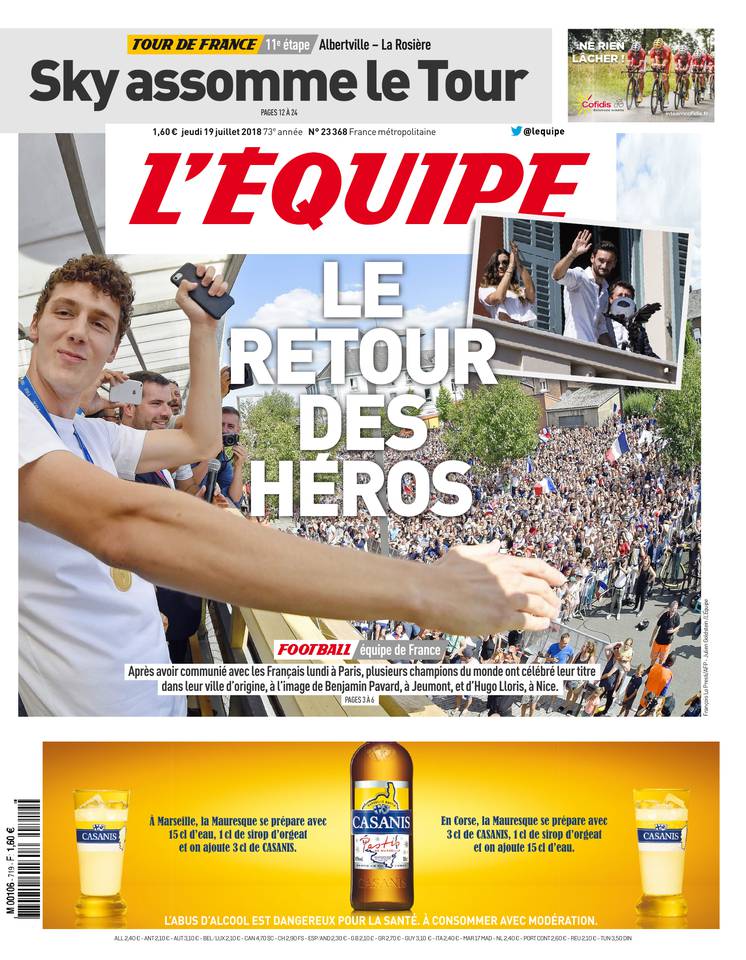 L'Équipe 19 juillet 2018 Abonnement à L'Équipe Pas Cher avec le BOUQUET SPORT ePresse.fr