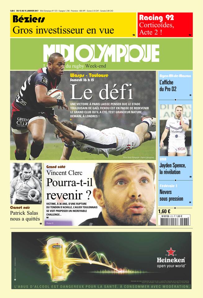 Midi Olympique Vert 13 janvier 2017 Midi Olympique Vert du 13 janvier 2017 à télécharger sur iPad