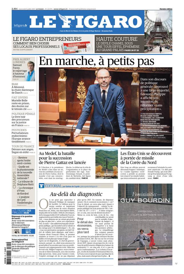 Le Figaro 05 juillet 2017 Le Figaro du 05 juillet 2017 à télécharger sur iPad
