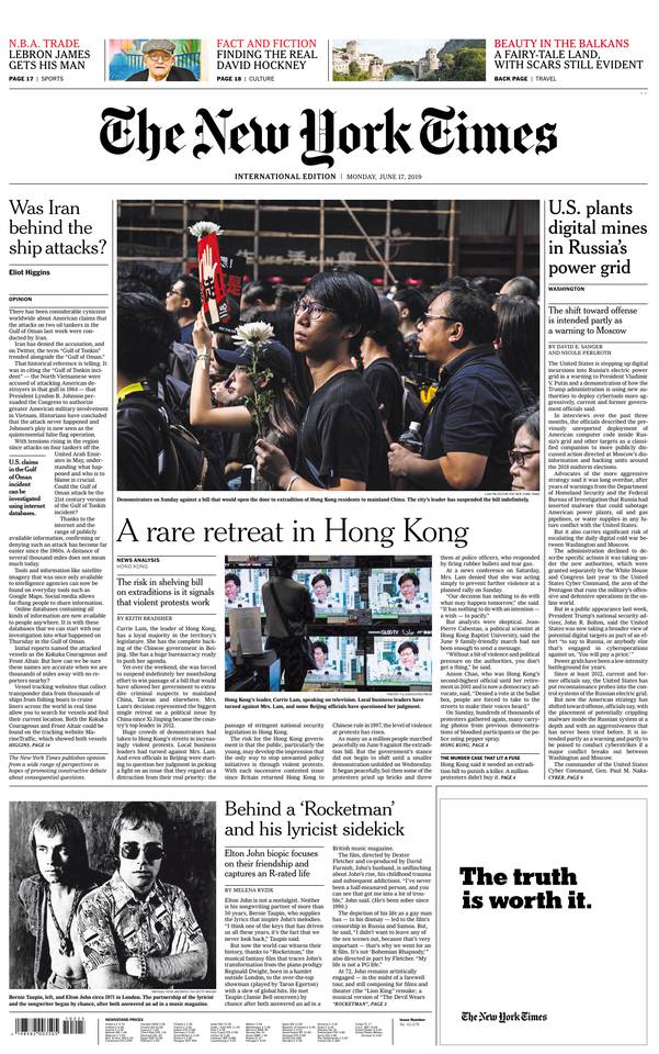 International New York Times 17 juin 2019 Abonnement International NY Times Pas Cher avec le BOUQUET ePresse.fr
