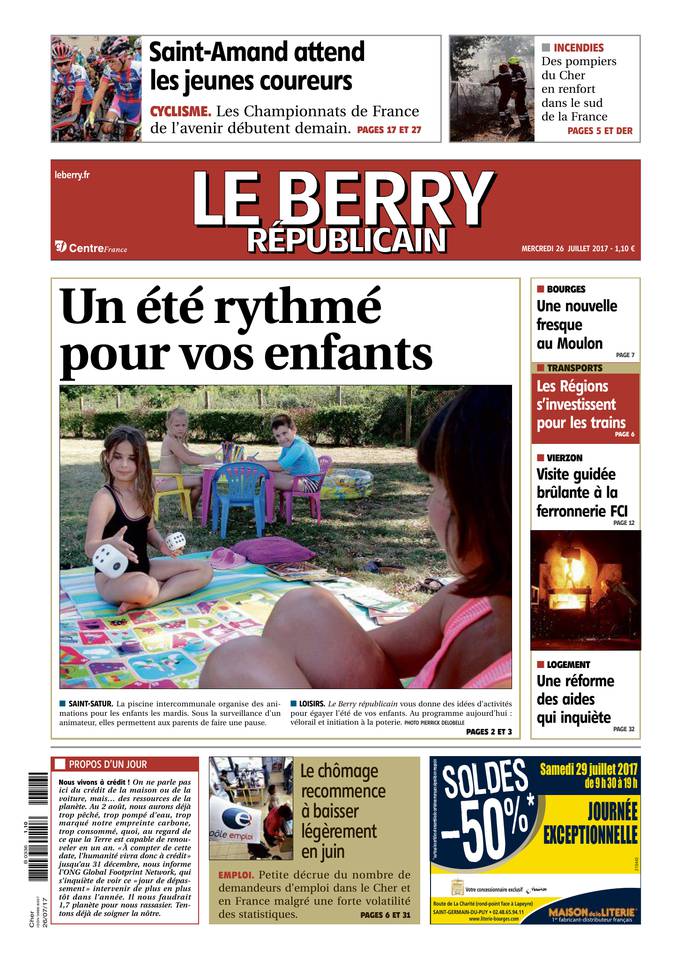 Le Berry Républicain 26 juillet 2017 Abonnement Berry Républicain Pas Cher avec le BOUQUET ePresse.fr