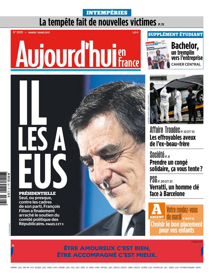 Aujourd'hui en France 07 mars 2017 Aujourd'hui en France du 07 mars 2017 à télécharger sur iPad