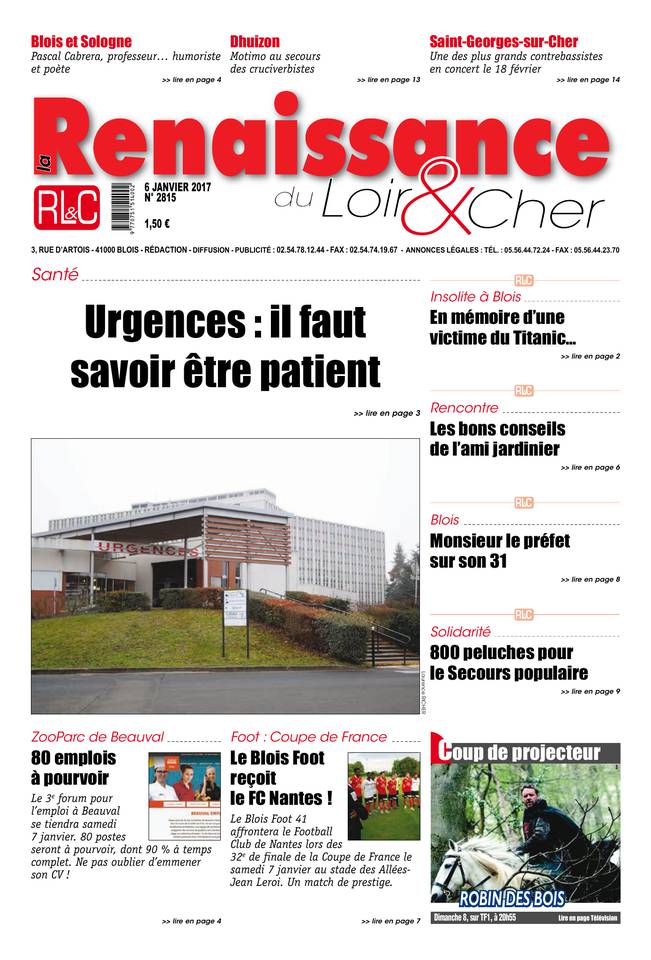 La Renaissance du Loir-et-Cher 06 janvier 2017 La Renaissance du Loir-et-Cher du 06 janvier 2017 à télécharger sur iPad