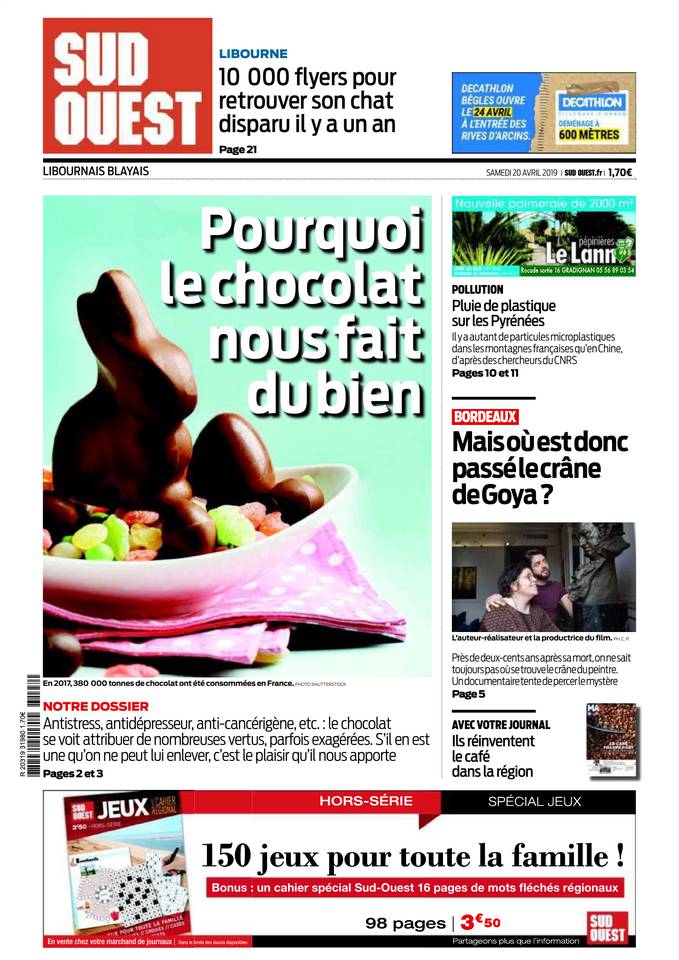 Sud Ouest 20 avril 2019 Abonnement Sud Ouest Pas Cher avec BOUQUET INFO ePresse.fr