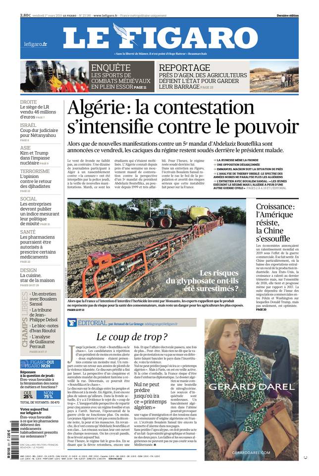 Le Figaro 01 mars 2019 Le Figaro du 01 mars 2019 à télécharger sur iPad
