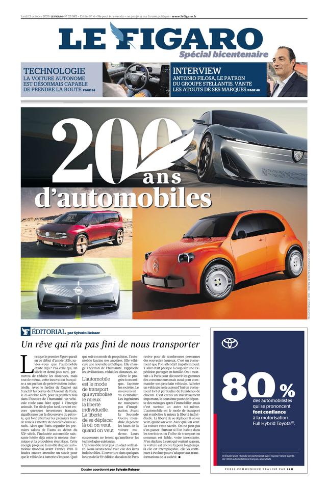 200 ans du Figaro Une du 11 octobre 2026