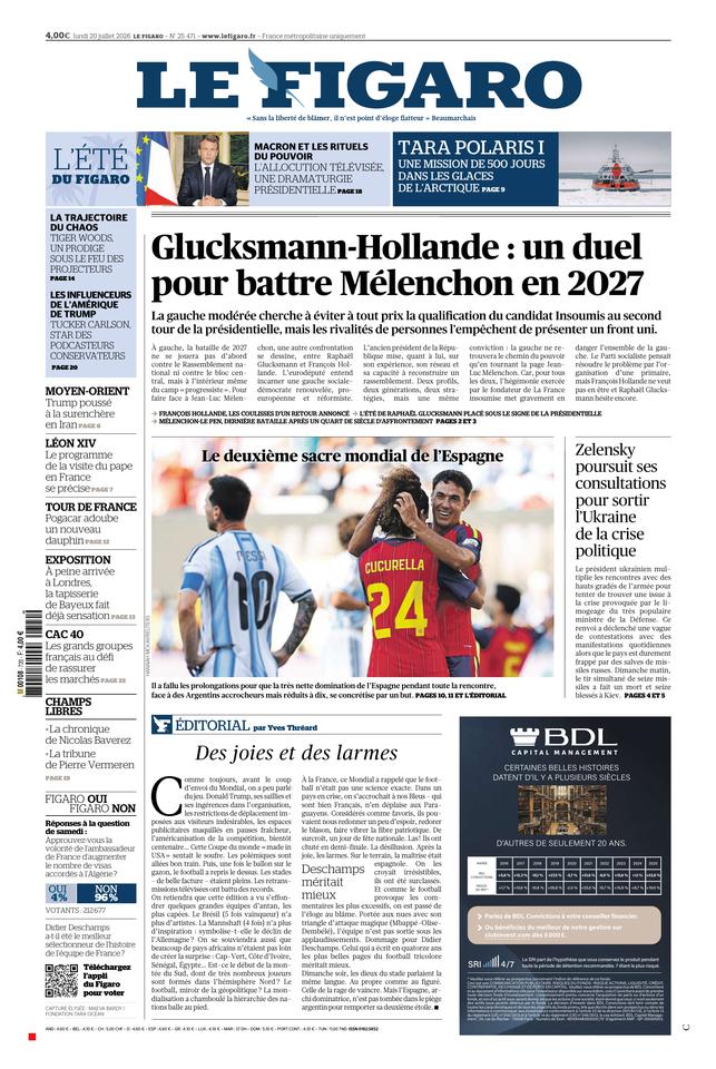 Le Figaro Une du 20 juillet 2026