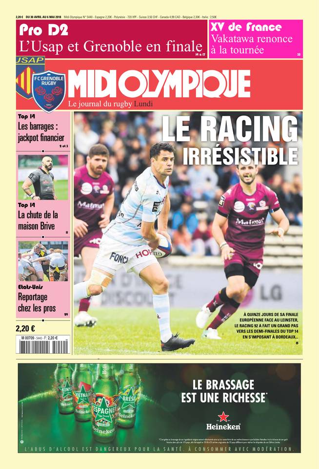 Midi Olympique Rouge 30 avril 2018 Midi Olympique Rouge N°5440 du 30 avril 2018 à télécharger sur iPad