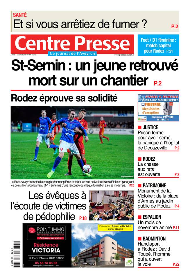 Centre Presse Aveyron 03 novembre 2018 Centre Presse Aveyron du 03 novembre 2018 à télécharger sur iPad