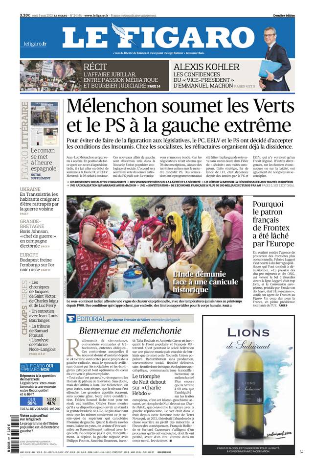 Le Figaro Une du 5 mai 2022
