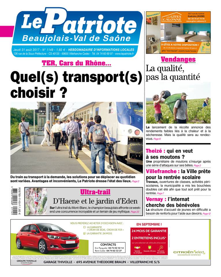Le Patriote Beaujolais 31 août 2017 Le Patriote Beaujolais du 31 août 2017 à télécharger sur iPad