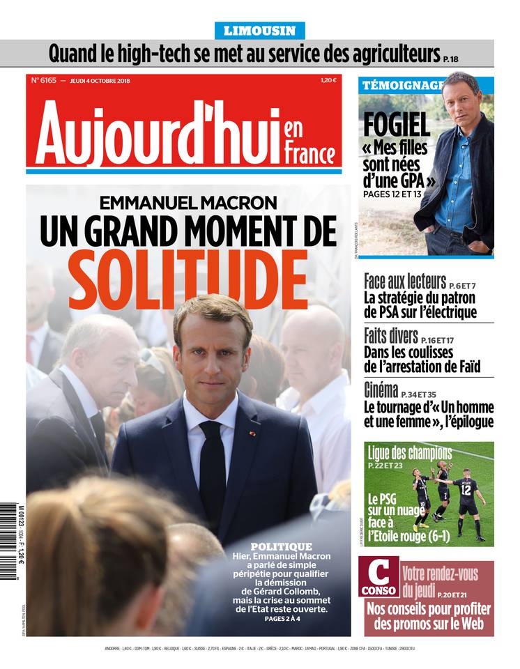 Aujourd'hui en France 04 octobre 2018 Aujourd'hui en France du 04 octobre 2018 à télécharger sur iPad