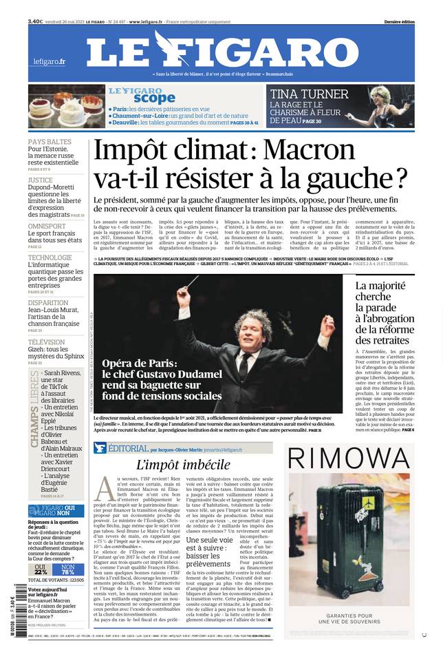 Le Figaro Une du 26 mai 2023