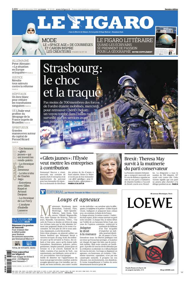Le Figaro 13 décembre 2018 Le Figaro du 13 décembre 2018 à télécharger sur iPad