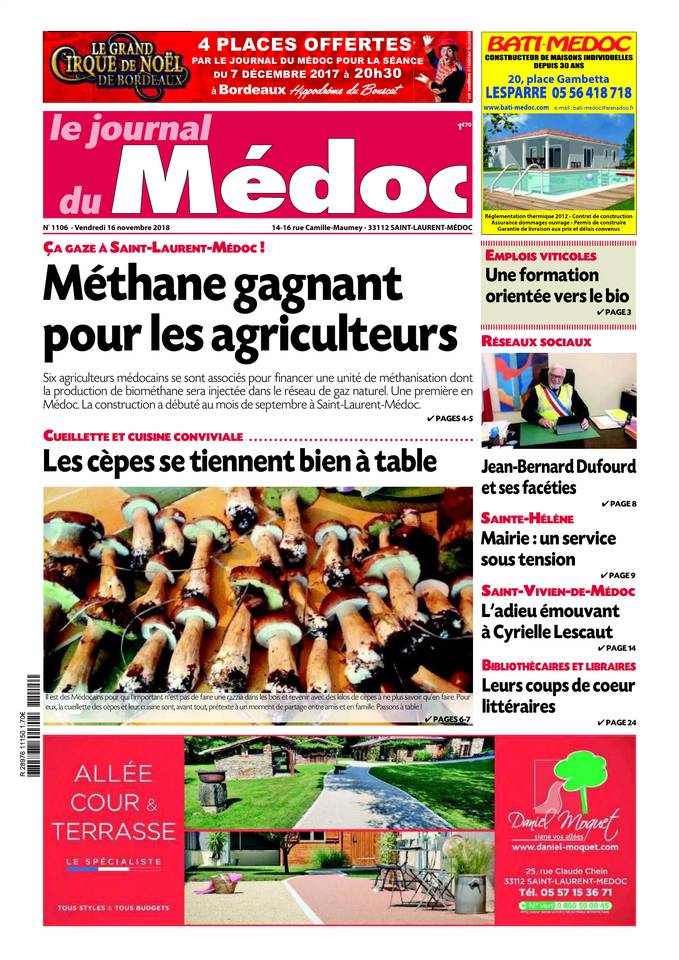 Le Journal du Médoc 15 novembre 2018 Abonnement Le Journal du Médoc Pas Cher avec BOUQUET INFO ePresse.fr