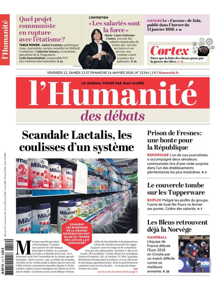 L'Humanité 12 janvier 2018 L'Humanité du 12 janvier 2018 à télécharger sur iPad