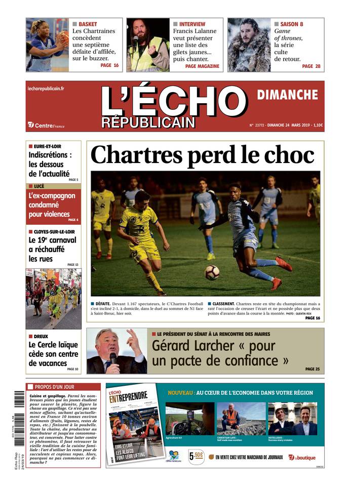 L'Écho Républicain 24 mars 2019 Abonnement L'Écho Républicain Pas Cher avec BOUQUET INFO ePresse.fr