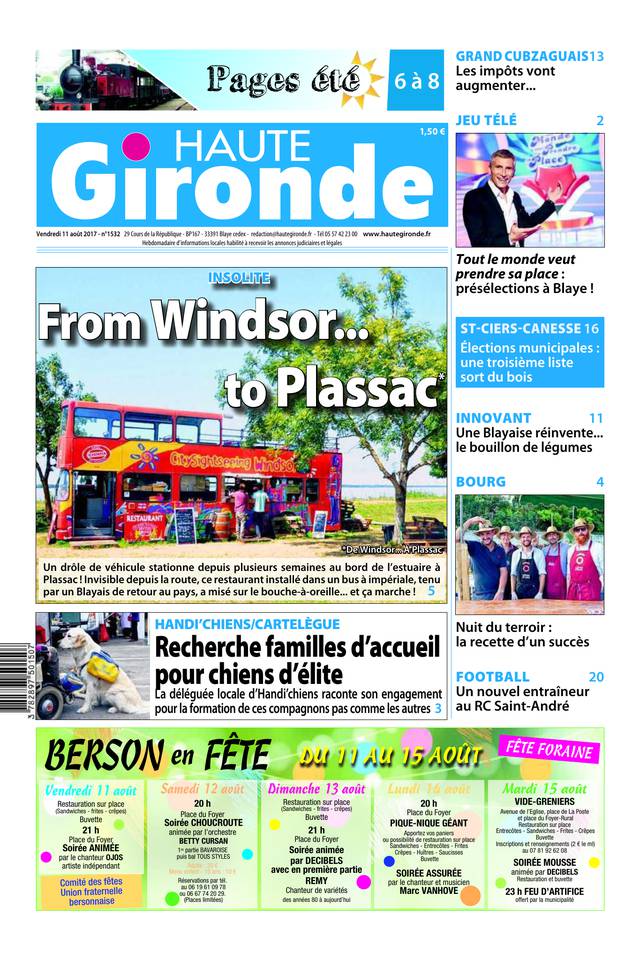 Haute Gironde 11 août 2017 Abonnement Haute Gironde Pas Cher avec BOUQUET INFO ePresse.fr