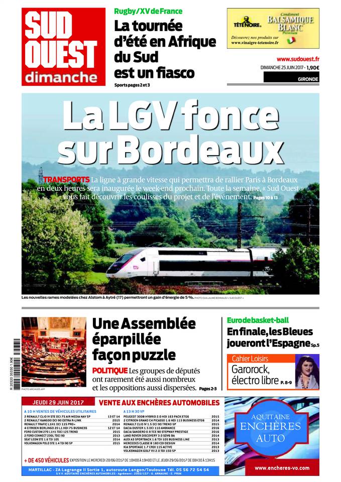 Sud Ouest Dimanche 25 juin 2017 Abonnement Sud Ouest Pas Cher avec BOUQUET INFO ePresse.fr