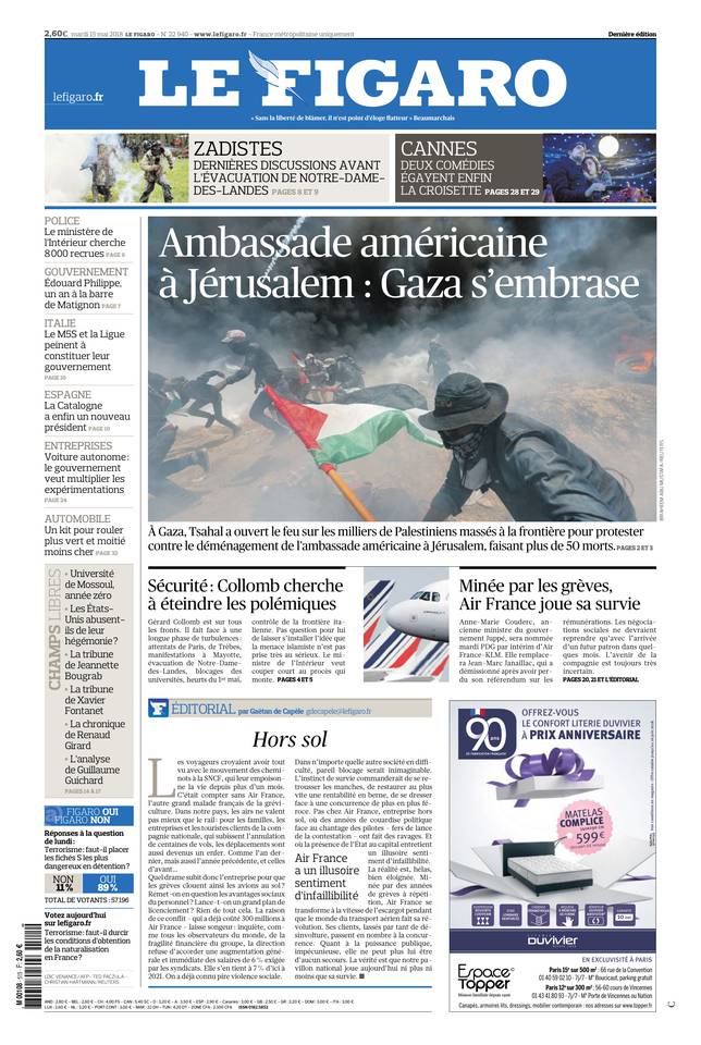 Le Figaro 15 mai 2018 Le Figaro du 15 mai 2018 à télécharger sur iPad
