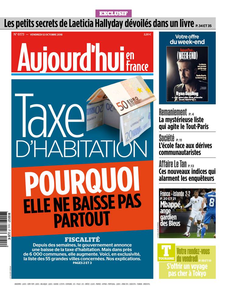 Aujourd'hui en France 12 octobre 2018 Aujourd'hui en France du 12 octobre 2018 à télécharger sur iPad