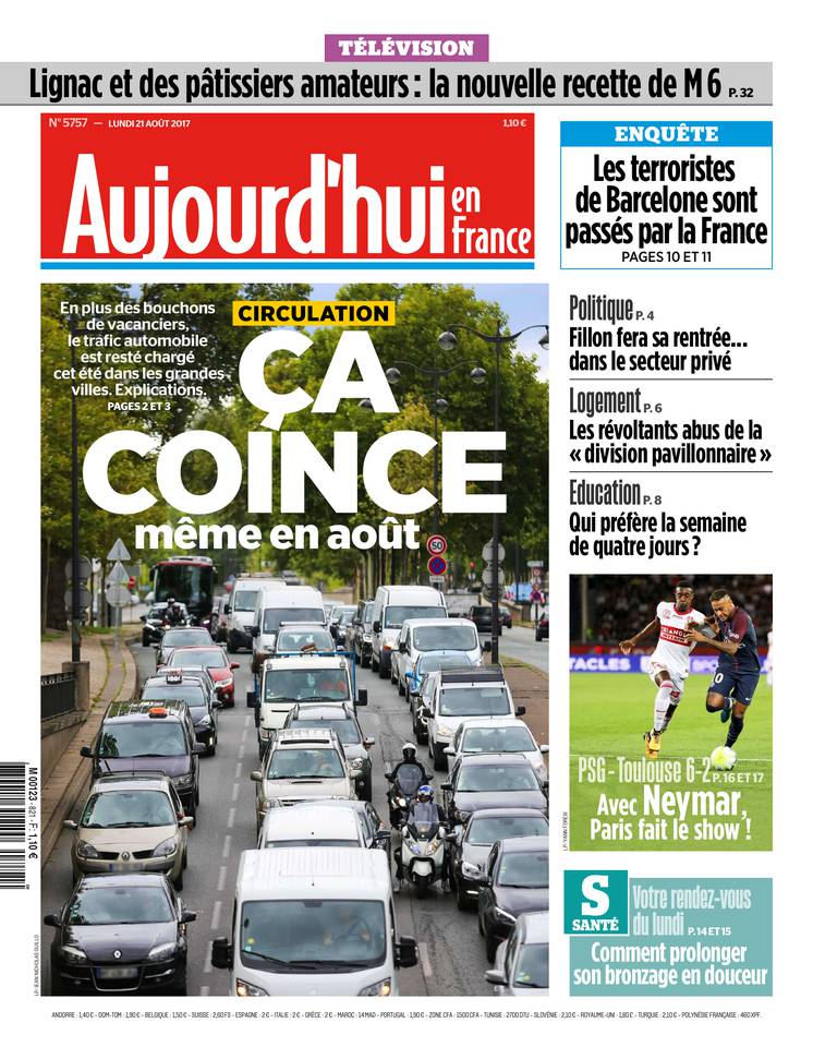 Aujourd'hui en France 21 août 2017 Abonnement Aujourd’hui en France Pas Cher avec le BOUQUET ePresse.fr